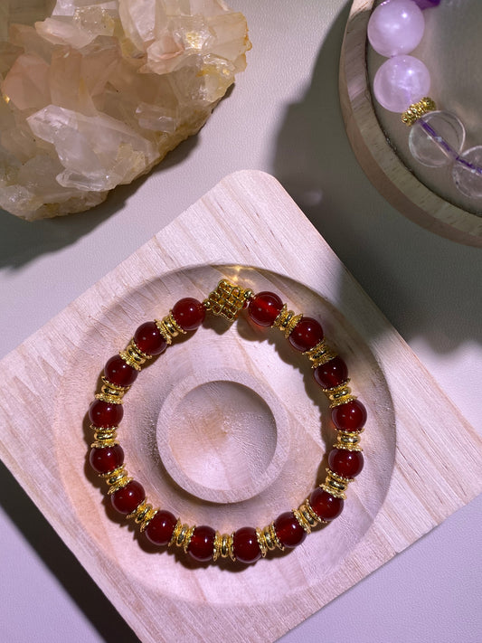 [Custom] Red Agate Bracelet in Gold Hardware