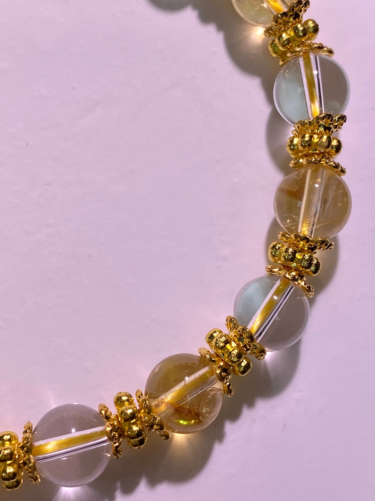 [Custom] Citrine ft Clear Quartz Bracelet in Gold Hardware