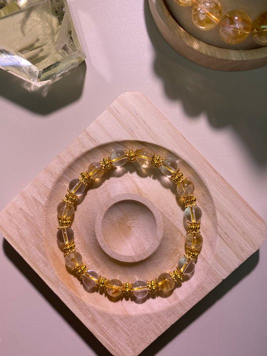 [Custom] Citrine ft Clear Quartz Bracelet in Gold Hardware