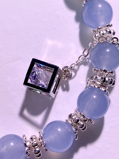 [Custom] Aquamarine Bracelet in Silver Hardware